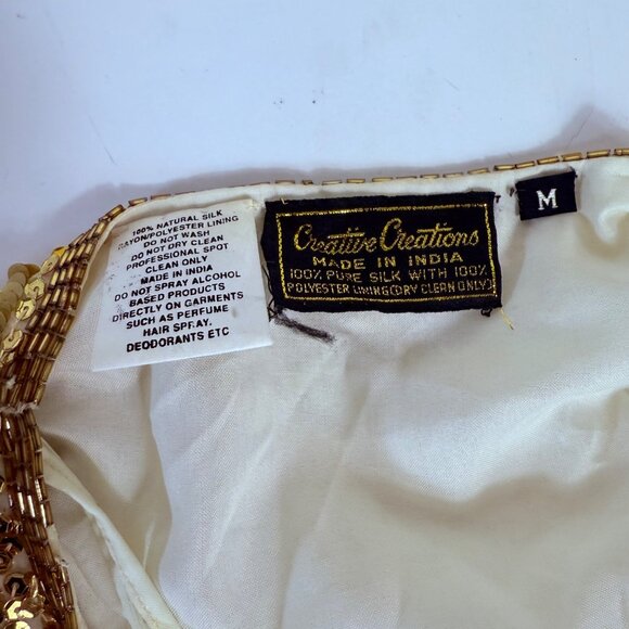 Creative Creations Gold Evening Jacket Womens M Sequin Beaded Embellished VTG - Picture 5 of 14